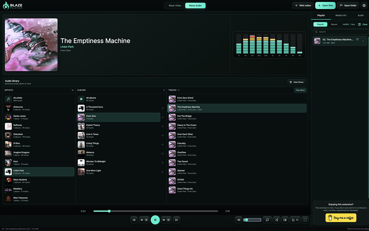 Blaze Audio dans le navigateur